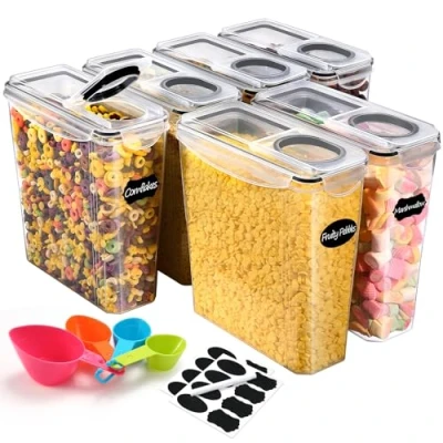 Immagine di YASHE Contenitori Ermetici per Alimenti, Set di 6 (3.7L), Contenitore Plastica con Coperchio, Senza BPA Cucina Organizer la Conservazione