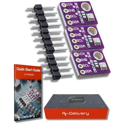 Immagine di AZDelivery 3 x GY BME280 Sensore Pressione Barometrica compatibile con Arduino E Raspberry Pi incluso un Book!
