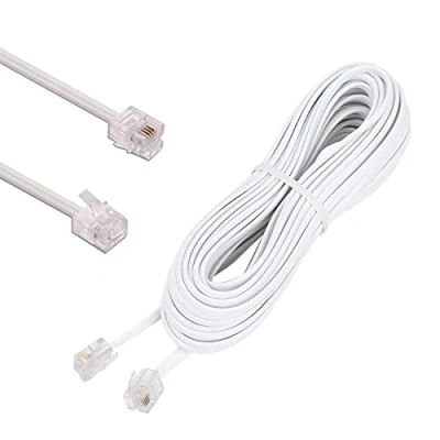 Immagine di HUAZIZ 10m Cavo Telefonico RJ11 Modulare Occidentale su Connettore Piatto Presa Telefonica Modem Router Fax ISDN DSL VDSL Internet Bianca