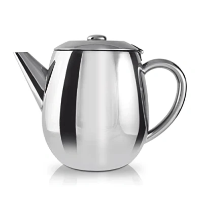 Immagine di Café Olé EHT 012 Ole Everyday Economy Ware Teiera in acciaio inox 18/10, con coperchio a cerniera, 340 ml, colore: Argento