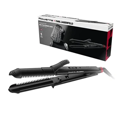 Immagine di Rowenta Multistyler 3 in 1 Karl Lagerfeld Conica CF451L da 35 mm: lisciare, increspare e arricciare, rivestimento ceramico, controllo temperatura fino a 200, 2 pettini integrati,