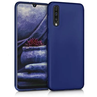 Immagine di kwmobile Custodia Compatibile con Samsung Galaxy A50 Cover Back Case Morbida Protezione in Silicone TPU Effetto metallizzato blu