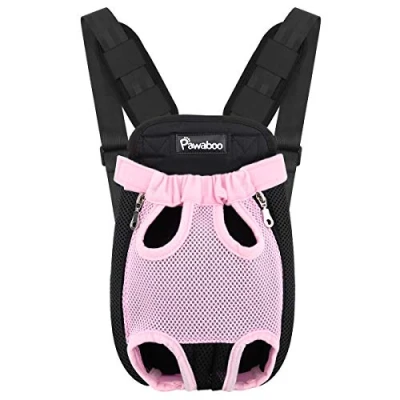 Immagine di Pawaboo Zaino Contenitore per Cane, Borsa da Viaggio di Sicurezza Anteriore Regolabile Portare Viaggio, Campeggio, Passeggiata, Taglia L Rosa