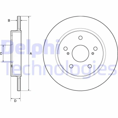 Immagine di DELPHI BG4183C Disco freno 270 10 5 pieno rivestito non trattato senza cuscinetto ruota, anello sensore ABS TOYOTA: Auris Station Wagon