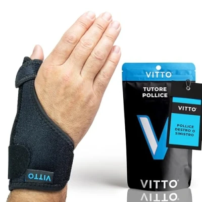 Immagine di VITTO Tutore Pollice Reversibile Stecca Supporto per Tunnel Carpale Frattura Distorsione Artrite Tendinite (Adatto a Destra e Sinistra, Lite)