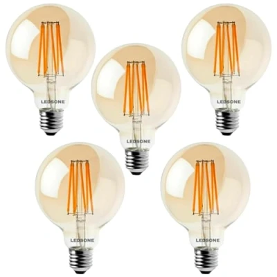 Immagine di LEDSone Lampadine LED globo Edison vintage G95 8W, lampadina a vite E27 Lampada spirale retrò vecchio stile con vetro antico (confezione da 5)