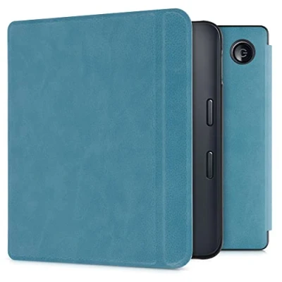 Immagine di kwmobile Custodia eReader Compatibile con Kobo Libra 2 Cover eBook Reader Flip Case Simil Pelle Petrolio