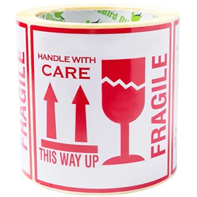 Immagine di OliveBird 250 Adesivi &quot;Fragile This Way Up Handle With Care&quot; Adesivi, 10 x cm White Red