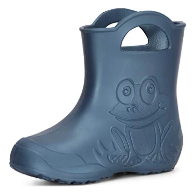 Immagine di Ladeheid Stivali Bambino e Bambina in Gomma Comodi Pioggia con Motivo a Rana LA CA 01 (Blu Metallizzato 2, 32/33 EU)
