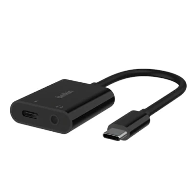 Immagine di Belkin RockStar Adattatore Audio da 3.5 mm + Ricarica USB C, Convertitore C Compatibile con iPad Pro 12.9&#039;&#039;, 11, Galaxy, Pixel, OnePlus e Altri