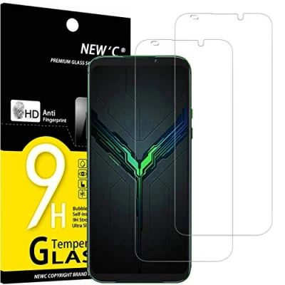 Immagine di NEW&#039;C 2 Pezzi, Vetro Temperato per Xiaomi Black Shark 2, Pro, anti graffi, senza bolle d&#039;aria, ultra resistente (0,33 mm HD trasparente), durezza 9H Glass