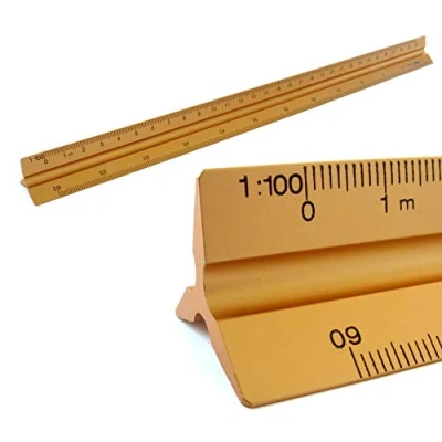 Immagine di Righelli scala alluminio triangolare 1: 100, 200, 250, 300, 400, 500, lunghezza 30cm righello