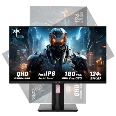 Immagine di KTC Monitor Gaming 27 pollici, IPS veloce 1440p 180Hz Schermo PC, per computer 2K QHD 1ms GTG, HDR/HDMI/USB C/DP verticale, FreeSync &amp; G Sync, Pan Tilt Height Pivot regolabile, H27T22
