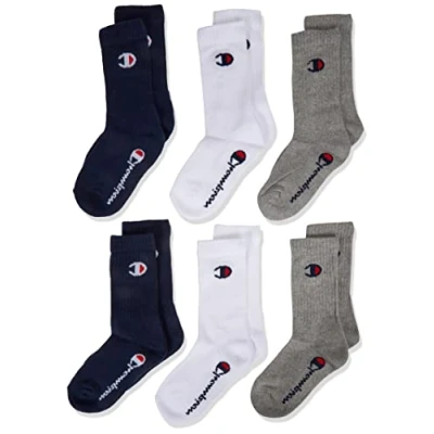 Immagine di Champion, Core Junior 6PP Crew, Calze, Unisex Bambini e ragazzi, Multicolore (Blu Marino/Bianco/Grigio Melange Chiaro), 27 30 EU