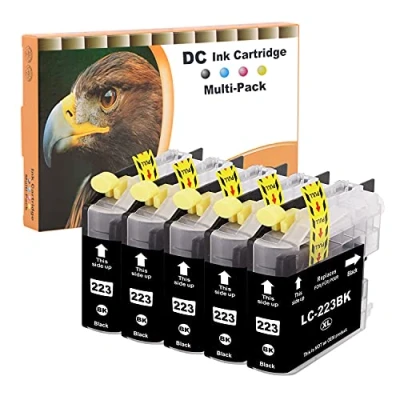 Immagine di D&amp;C 5x Nero Cartuccia d&#039;inchiostro compatibile per Brother LC221 LC223XL MFC J5625DW DCP J4120DW J5320DW J4420DW J4620DW J480DW J562DW J5620DW J5720DW J680