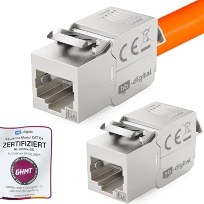 Immagine di hb digital 2x CAT 6A Keystone Modulo RJ 45 Jack Connettore 500 MHz 10Gbit/s Cavo Internet LSA per Patch Panel Ethernet LAN