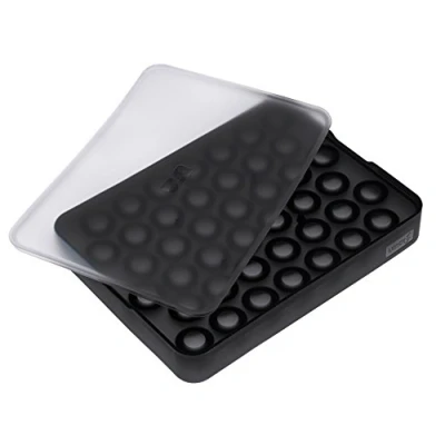 Immagine di Lurch Ice Former Premium riscaldatore di Ghiaccio in Silicone con Coperchio per 42 Palline Gelato der Misura 2 cm, Nero, 3.5 x 15.5 20.5 cm
