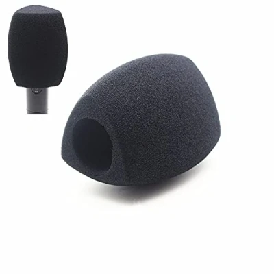 Immagine di Saidbuds Parabrezza in schiuma di grandi dimensioni Copertura per microfono a mano spugna microfoni interviste TV (nero)