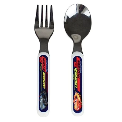 Immagine di Fun House de couverts Disney Cars Set di Posate in Acciaio Inox con forchetta e Cucchiaio +/ 13,5 cm, Inossidabile P plastica, Blu