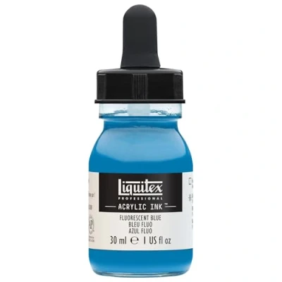 Immagine di Liquitex 4260984 Colori acrilici fluidi professionali, inchiostro ad inchiostro, 30 ml, colore aerografo alta pigmentazione Blu fluorescente