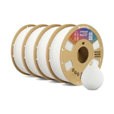 Immagine di OVERTURE Filamento PLA 1.75mm, 4kg Bobina(8.8lbs), Precisione Dimensionale +/ 0.02 mm, per Stampante 3D (Bianco 1kg*4)