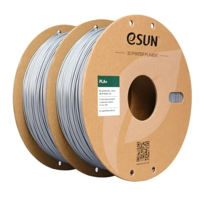 Immagine di eSUN PLA+ filamento 1,75 mm, per stampante 3D PLA Plus, precisione dimensionale +/ 0,03 1 kg bobina, 2 bobine di stampa 3D, Argento