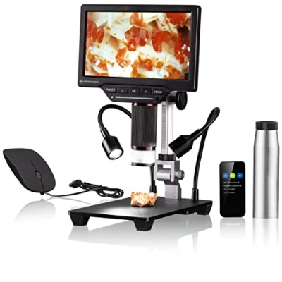 Immagine di Bresser Microscopio digitale 2L con luce regolabile, Wi Fi, schermo LCD a colori ad alta risoluzione da 7&quot;, funzione di registrazione video e foto 1080P
