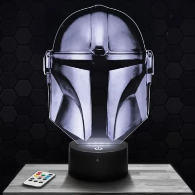 Immagine di Lampada da comodino, Luce notturna tattile Casque Mandalorian illusione 3D LED, idea regalo di Natale per ragazzi e ragazze notte bambini o adulti TOP