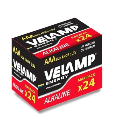 Immagine di VELAMP Batterie Stilo Alcaline 1,5V Formato AA Confezione da 24 pezzi Ideali per Controller, Giocattoli, Torce e Dispositivi Elettronici