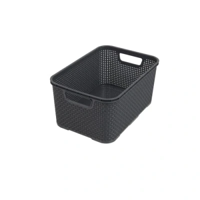 Immagine di BranQ Home Essential Cestino multifunzione universale, in rattan sintetico, misura M 10 l, plastica PP senza BPA, 28,8 x 19,7 16,2 cm, colore: antracite