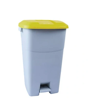 Immagine di Tayg Contenitore per rifiuti, 60 litri, con pedale, base grigia e coperchio giallo