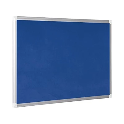 Immagine di Bi Office Pannello In Feltro New Generation, Bacheca Con Superficie Di Liscia Blu, Cornice Alluminio e Vassoio Portapenne Scorrevole, 90 x 60 cm