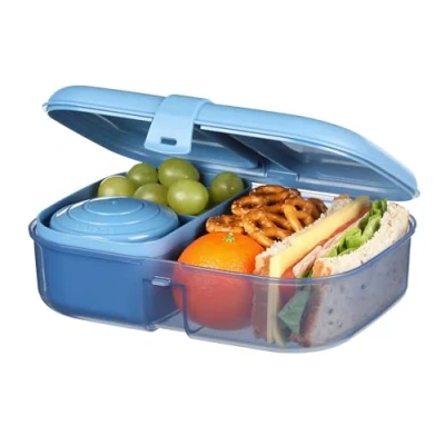 Immagine di Sistema Ribbon Lunch Box per il pranzo adulti snack con scomparti contenitore alimenti da 1,1 L e mini 130 ml Verde acqua o blu (colore non selezionabile)