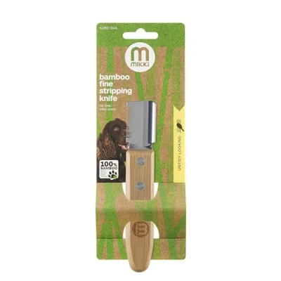 Immagine di Mikki, Coltello da Stripping in bambù per la toelettatura del Cane, Rimuovere i peli Troppo cresciuti dal Pelo Superiore, Lame Resistenti antiruggine, dentatura fine Cani setoso
