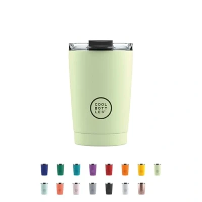 Immagine di Cool Bottles Tumbler Bicchiere Termico in Acciaio Inossidabile 330 ml Pastel Green Tazza da Caffè Coperchio Ermetico Bevande Fredde 10 ore e Calde 5 Finitura Antimacchia