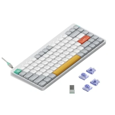 Immagine di nuphy Air75 v2 QMK/VIA Tastiera Meccanica, 75% wireless a basso profilo, Bluetooth 5.1, 2.4GHz e connessione cablata, compatibile con sistemi Windows Mac Ionic White Switch Wisteria