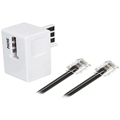 Immagine di APM 570838 Cavo ADSL Rj11 maschio/maschio di colore nero 5 m + filtro bianco per collegare un alloggiamento o modem