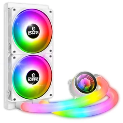Immagine di EMPIRE GAMING Guardian P W240 Watercooling AIO PC Gamer Raffreddamento CPU Liquido ARGB 3 Pins 5V 2x120MM Intel LGA 1700/1200/115X/1366/2066/2011,AMD AM5/AM4 Bianco