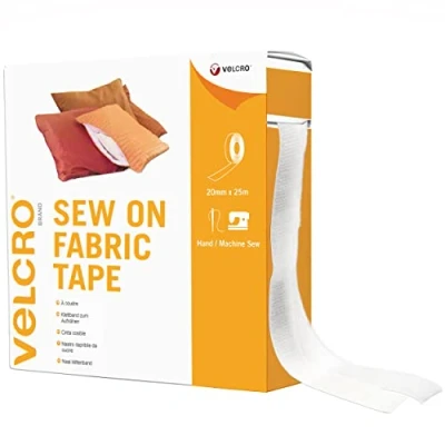 Immagine di VELCRO Brand Nastro in Tessuto da Cucire &amp; Incollare Autoadesivo Taglia su Misura con Gancio e Asola Forti Bianco 20 mm x 5 m
