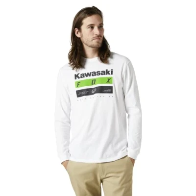 Immagine di Fox Racing Maglietta a Maniche Lunghe Premium Kawasaki Stripes, T Shirt Uomo, Bianco Ottico, S