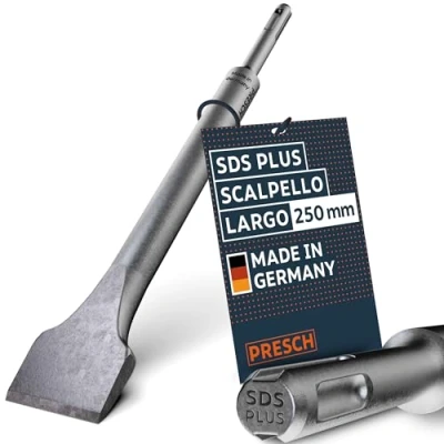 Immagine di Presch SDS plus Scalpello largo Tagliente 30 mm, estremamente robusto e durevole per tutti i lavori di demolizione (lunghezza 250 mm) Acciaio ad alte prestazioni colpi potenti