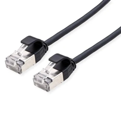 Immagine di Roline 21.15.3350 RJ45 cavo di rete, patch CAT 6A U/UTP 0.15 m Nero non schermato, Privo alogeni, Ritardante fiamma 1 pz.
