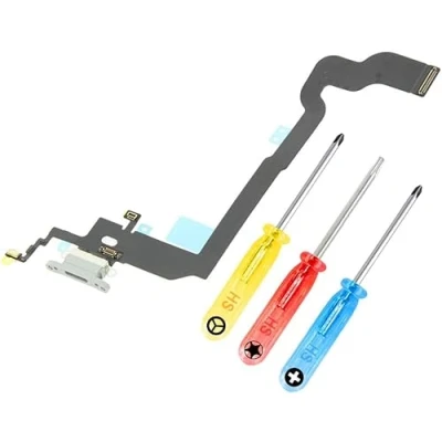 Immagine di MMOBIEL Connettore Dock 3 Compatibile con iPhone X 5.8 inch 2017 Presa di Ricarica Cavo Flessibile Audio Jack/Microfono/Antenna Ricambio incl. Cacciaviti Argento