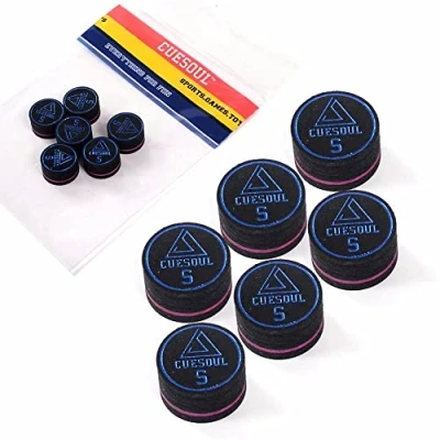 Immagine di CUESOUL 6 Pezzi 9 Layer 14 Millimetri Maiale Cue Suggerimenti per Pool Stick (Soft)