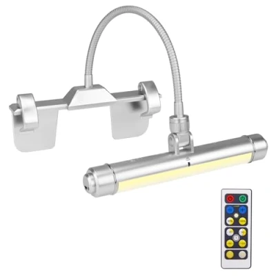 Immagine di HONWELL Lampada per quadri wireless ricaricabile con 3 modalità di illuminazione, testina girevole a batteria, telecomando applique dimmer selezionabile, Argento