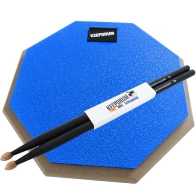 Immagine di Keep drum DP BL Practice Pad Blu uebungspad 8 mm filettatura + 1 Coppia 5BB Black Sticks...