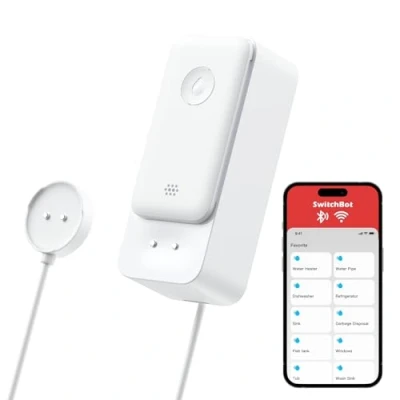 Immagine di SwitchBot Sensore d&#039;Acqua WiFi, Rilevatore di Perdite d&#039;Acqua, Avvisi regolabili 100dB e app, IP67 Impermeabile, Wireless con Cavo Rilevamento 1m (3.28ft), nessun Hub richiesto (Supporto 2.4G)