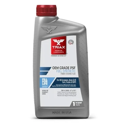 Immagine di TRIAX Synthetic OEM Power Steering Fluid Universal Fluido completamente sintetico con esteri, punto di scorrimento 46C per il maggior parte delle auto asiatiche, americane ed europee (1 Quarto)