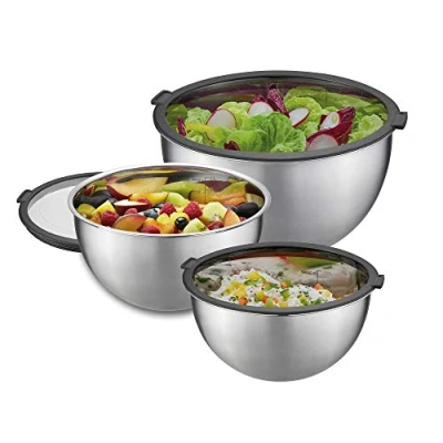 Immagine di GEFU MONDI Set di ciotole salvafreschezza con coperchio, 1 l, 2,5 l e 4,5 impilabili, in acciaio inox coperchio plastica