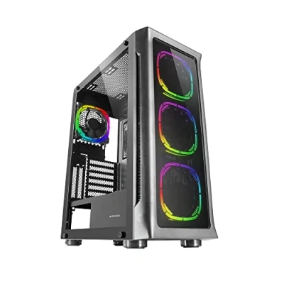Immagine di Mars Gaming MC NEO, Torre XXL e ATX, Finestra Frontale Laterale Vetro Temperato, 4 Ventole ARGB 120mm + Ventola 120mm, Sistema CPU Freezer, Nero